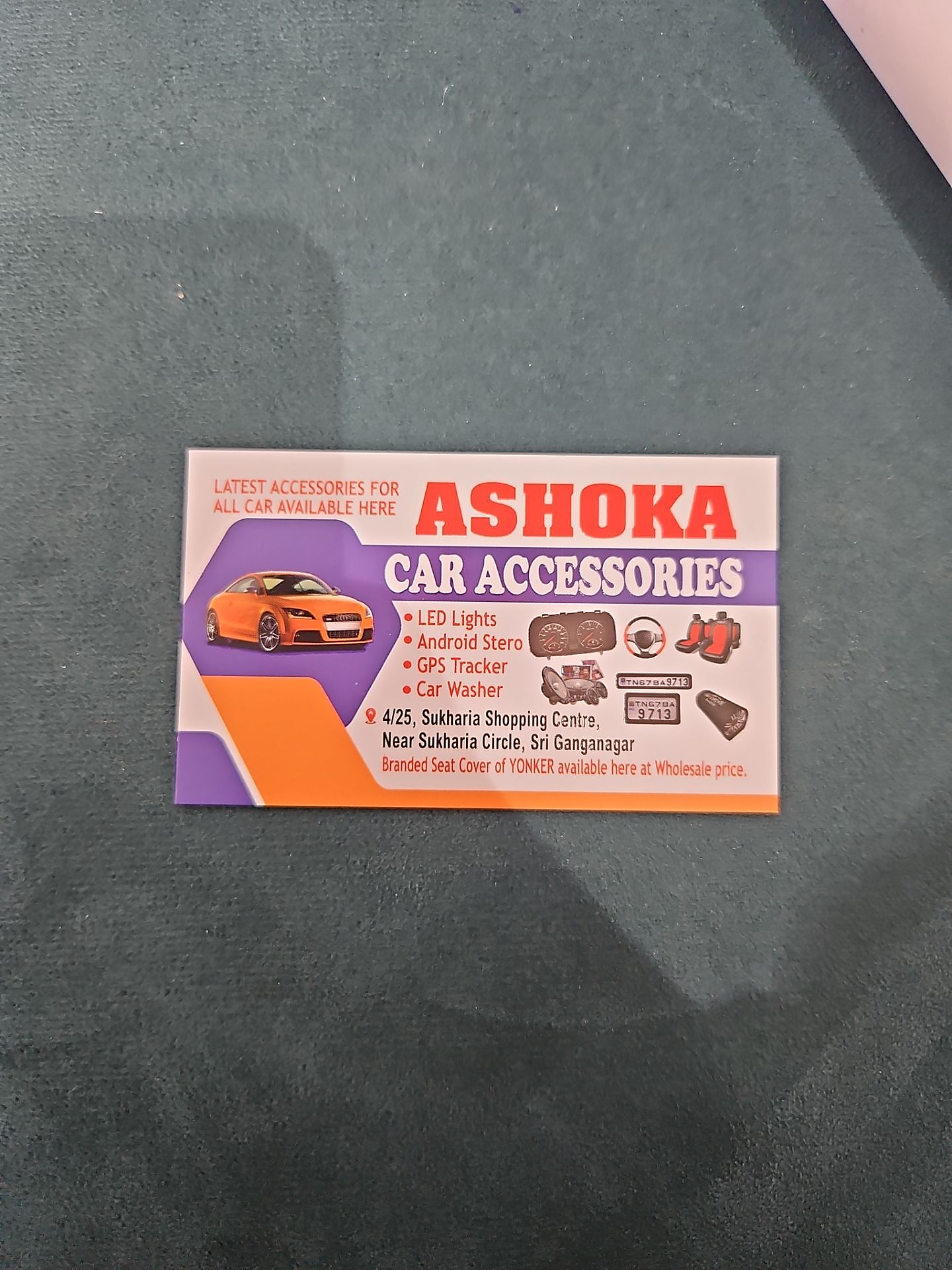 Ashoka car accessories visiting card