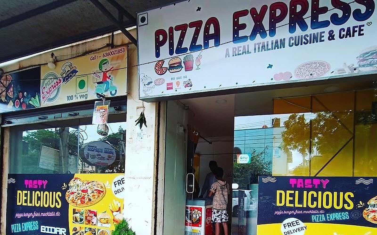 Cafe Pizza expres Bidar visiting card