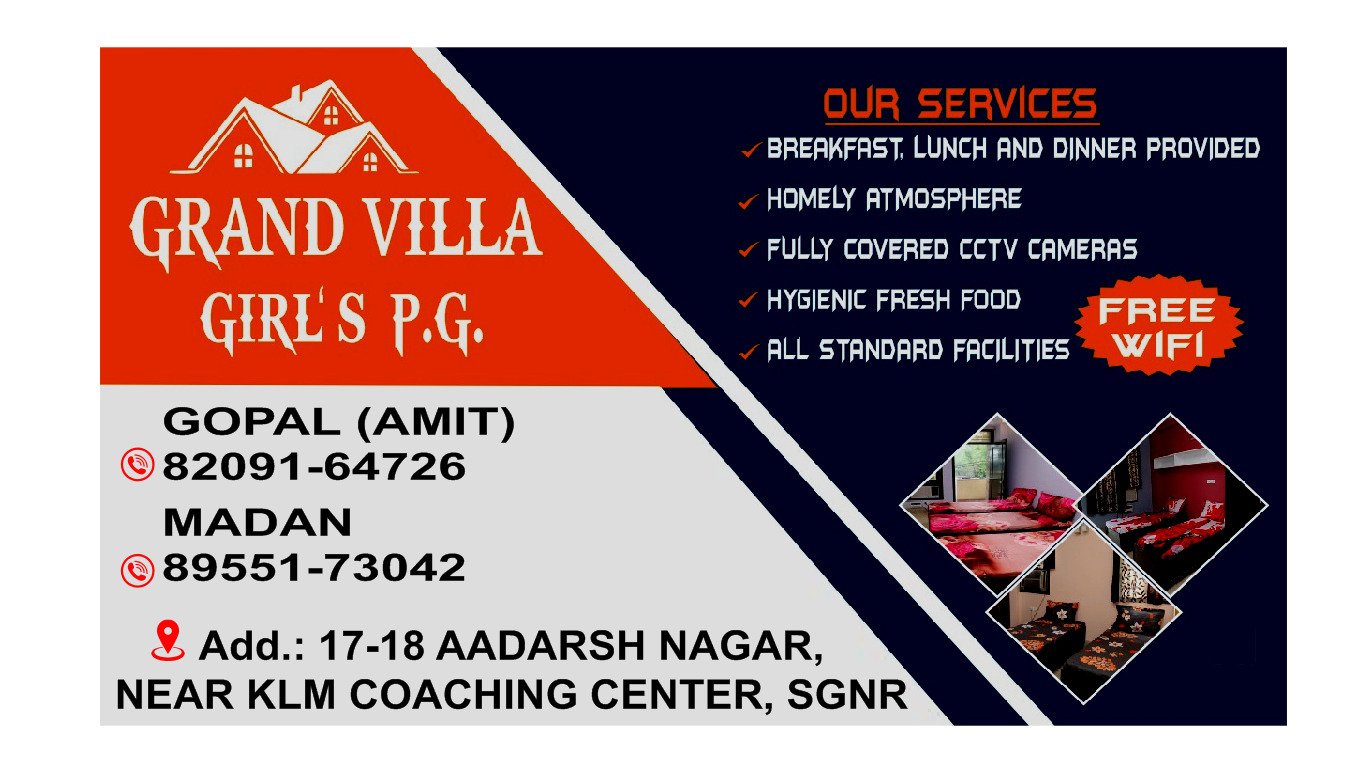 GRAND VILLA GIRLS PG visiting card