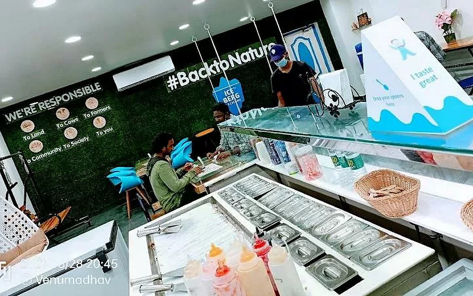 Iceberg Icecreams Bhimavaram visiting card