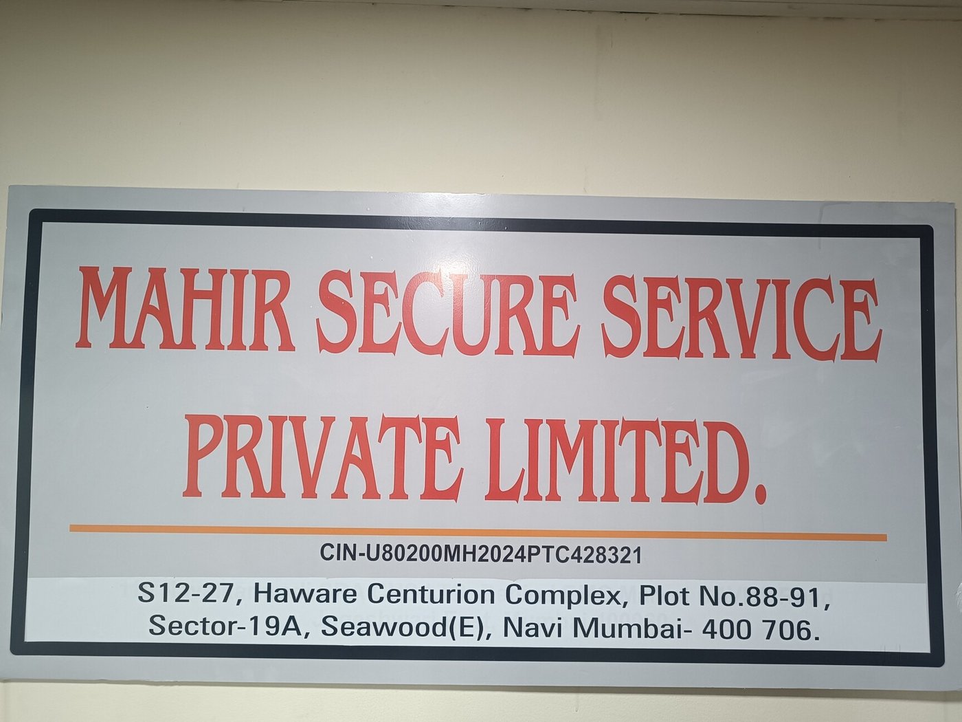 Mahir Secure Service Private Limited visiting card
