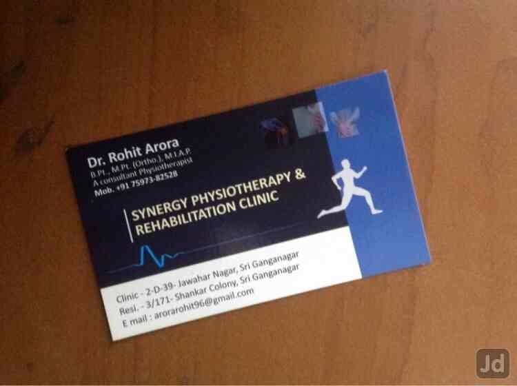 Synergy Physiotherapy & Rehabilitation Clinic visiting card