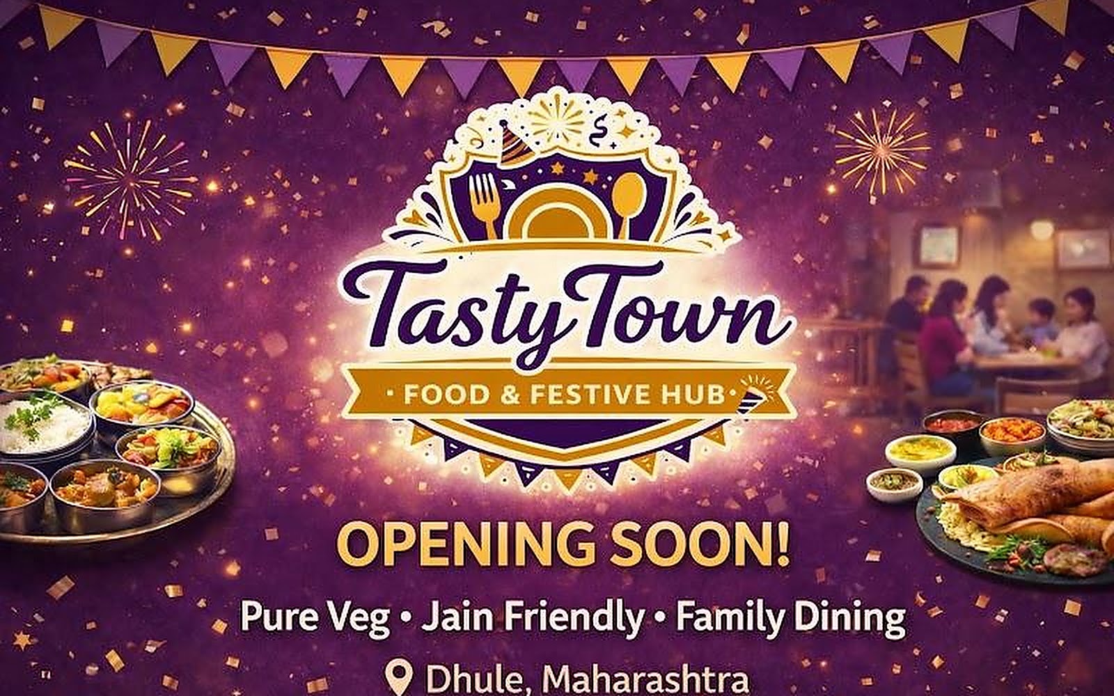 Tasty Town Food & Festive Hub Dhule visiting card